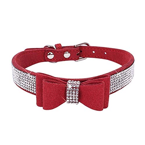 strimusimak Puppy Cat Bling Halskette Strass Hundebowknot Kragen Red L von strimusimak