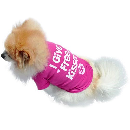 strimusimak Rose-red Lip Pet Dog T-Shirt Small Cat Puppy Spring Summer Shirt Vest Clothes - Rose-Red XS von strimusimak