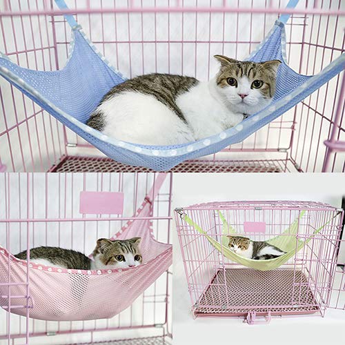 strimusimak Summer Breathable Mesh Cloth Hammock Cage Clasp Hanging Bed for Pet Cat Animal - Green L von strimusimak