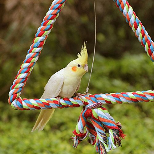 strimusimak Triangle Cotton Rope Swing Pet Birds Parrot Biting Grinding Climbing Cage Toy - Multicolor von strimusimak