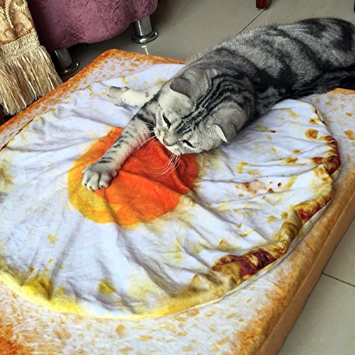 strimusimak Warm Soft Fried Egg Plush Pet Cat Dog Blanket Bed Mat Air-Conditioner Quilt - 40cm von strimusimak