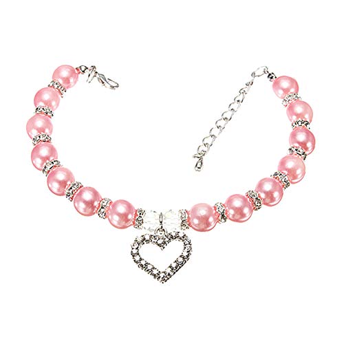 strimusimak Welpen Haustier Hundehalsband Halskette Strass Liebe Herz Anhänger Pet Geschenk Pink S von strimusimak