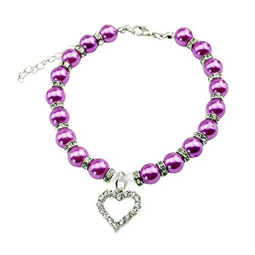 strimusimak Welpen Haustier Hundehalsband Halskette Strass Liebe Herz Anhänger Pet Geschenk Purple M von strimusimak