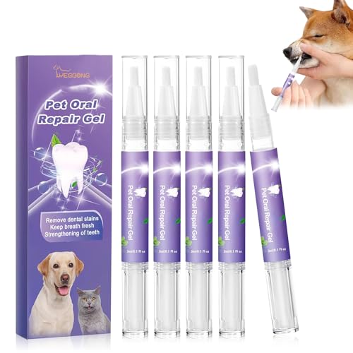 stroyayo Pet Oral Repair Gel Stift für Hunde,5 Stück Oral Repair Gel für Haustiere,Oral Repair Gel für Hunde Eignet Sich zur Beseitigung von Mundgeruch und zur Bekämpfung von Zahnstein von stroyayo