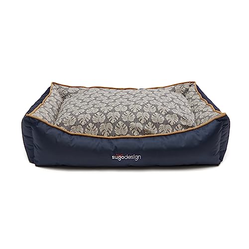 Hundebett Wasserabweisend aus Baumwoll-Polyester - mit herausnehmbaren Kissen - Hundesofa mit praktischer Tragetasche 3 Größen (S/M, L, XL) (Blatt, L) von sugodesign