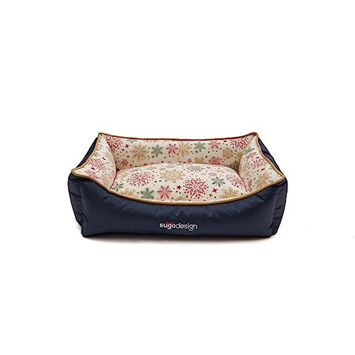 sugodesign Hundebett Wasserabweisend aus Baumwoll-Polyester - Hundekörbchen mit herausnehmbaren Kissen und Tragetasche - 7 Motive - 3 Größen (S/M, L, XL) (rot-grün, M) von sugodesign