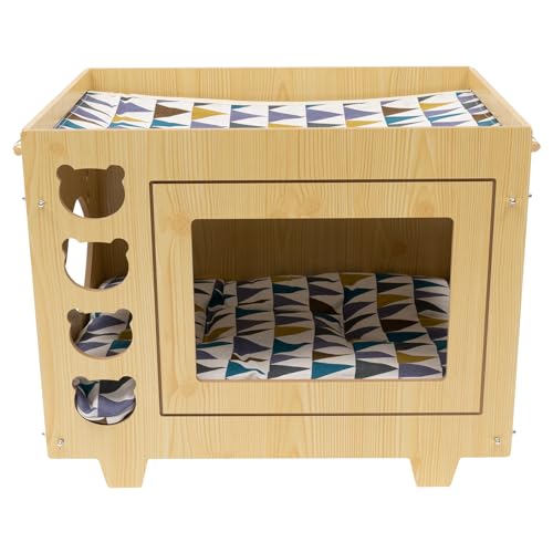 sulckcys Modern Katzenhaus, Haustiernest, Katzenhütte für Draussen Outdoor Katzen Haustierhaus für Katzen unterschiedlicher Größe 55x40x44cm, Beige Spleißen Bodenmontage von sulckcys