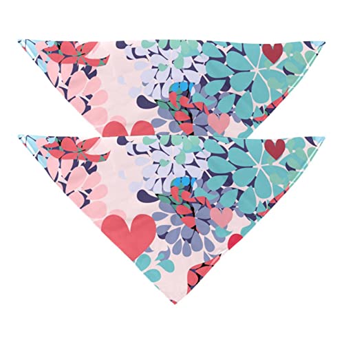 Haustierbandana für kleine mittelgroße Hunde und Katzen,Blumen-Vogel-Herz-Rosa,Hunde-Bandanas,2er-Pack,Katzen-Lätzchen,Haustierschal von suojapuku