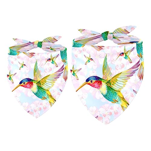 Haustierbandana für kleine mittelgroße Hunde und Katzen,Blumenkolibri mit rosafarbener Blume,Haustierbandana für kleine mittelgroße Hunde und Katzen von suojapuku