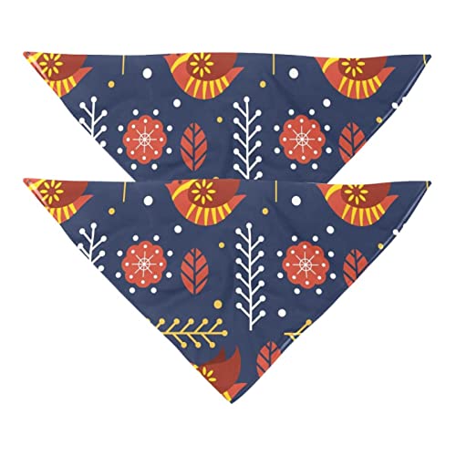 Haustierbandana für kleine mittelgroße Hunde und Katzen,Blumenpunkt verlässt Vogel,Hunde-Bandanas,2er-Pack,Katzen-Lätzchen,Haustierschal von suojapuku