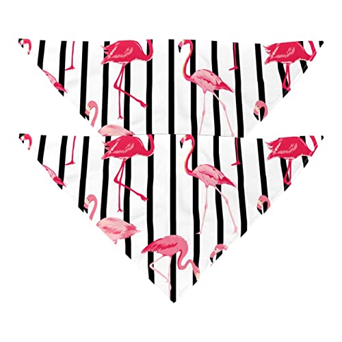 Haustierbandana für kleine mittelgroße Hunde und Katzen,Flamingo-Vogel-Retro-Muster,Hunde-Bandanas,2er-Pack,Katzen-Lätzchen,Haustierschal von suojapuku