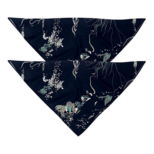 Haustierbandana für kleine mittelgroße Hunde und Katzen,Ozean-Quallen-Muster,Hunde-Bandanas,2er-Pack,Katzen-Lätzchen,Haustierschal von suojapuku