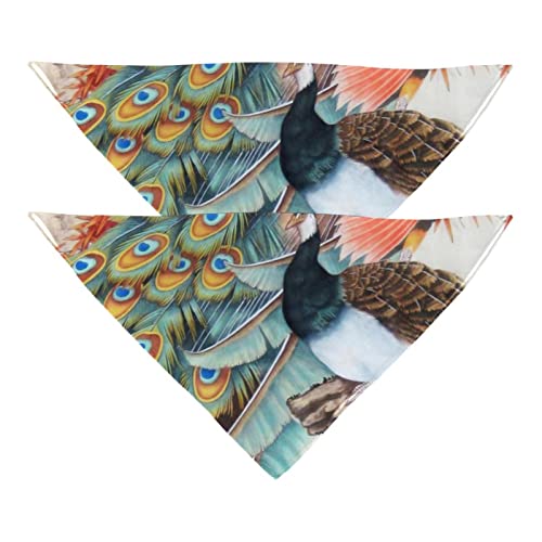 Haustierbandana für kleine mittelgroße Hunde und Katzen,Pfauen-Vogel-Baum,Hunde-Bandanas,2er-Pack,Katzen-Lätzchen,Haustierschal von suojapuku