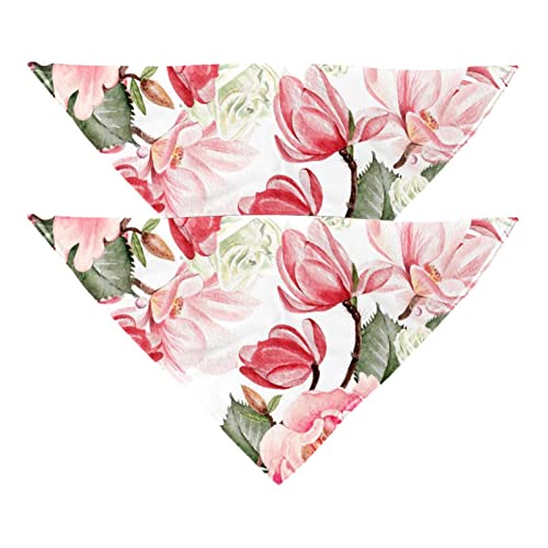 Haustierbandana für kleine mittelgroße Hunde und Katzen,Pfingstrose rosa Blumenblume,Hunde-Bandanas,2er-Pack,Katzen-Lätzchen,Haustierschal von suojapuku