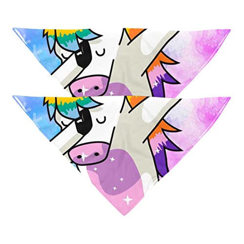 Haustierbandana für kleine mittelgroße Hunde und Katzen,Regenbogen-Tier-Einhorn-Galaxie,Hunde-Bandanas,2er-Pack,Katzen-Lätzchen,Haustierschal von suojapuku