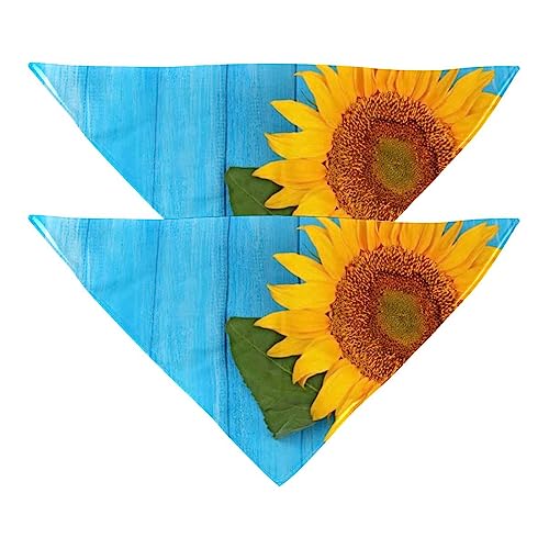 Haustierbandana für kleine mittelgroße Hunde und Katzen,Sonnenblume auf Holzhintergrund,Hunde-Bandanas,2er-Pack,Katzen-Lätzchen,Haustierschal von suojapuku