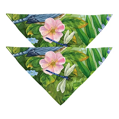 Haustierbandana für kleine mittelgroße Hunde und Katzen,Vögel Blumen Garten Fluss,Hunde-Bandanas,2er-Pack,Katzen-Lätzchen,Haustierschal von suojapuku