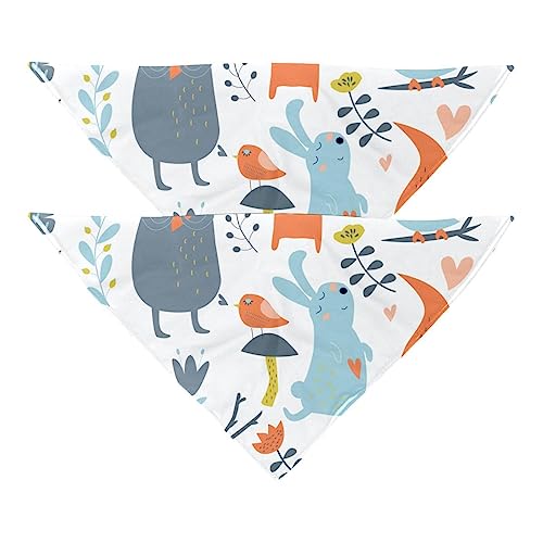 Haustierbandana für kleine mittelgroße Hunde und Katzen,Waldtiere, Vögel und Blumen,Hunde-Bandanas,2er-Pack,Katzen-Lätzchen,Haustierschal von suojapuku