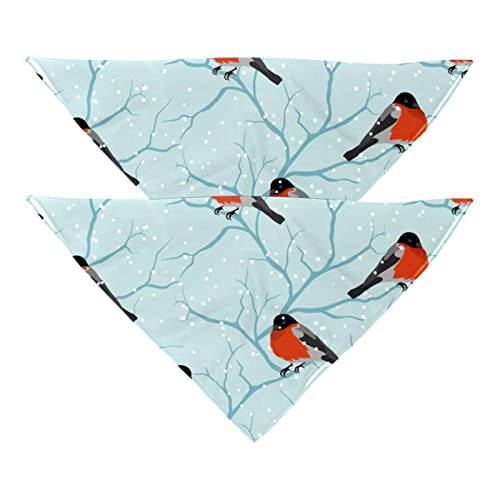 Haustierbandana für kleine mittelgroße Hunde und Katzen,Winter-Vogel-Baum-Weihnachten,Hunde-Bandanas,2er-Pack,Katzen-Lätzchen,Haustierschal von suojapuku