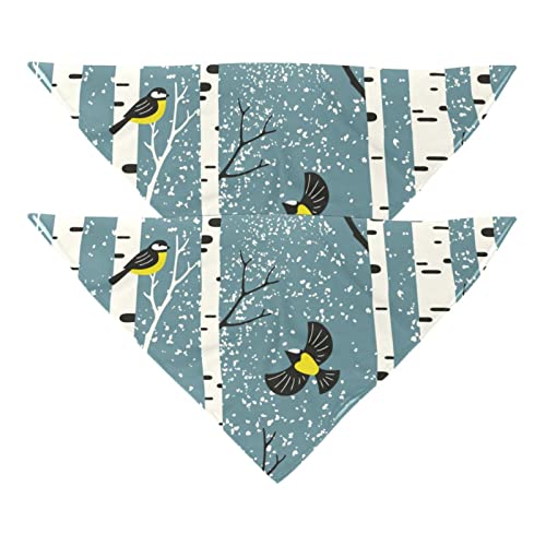 Haustierbandana für kleine mittelgroße Hunde und Katzen,Winterbaum und Vögel,Hunde-Bandanas,2er-Pack,Katzen-Lätzchen,Haustierschal von suojapuku