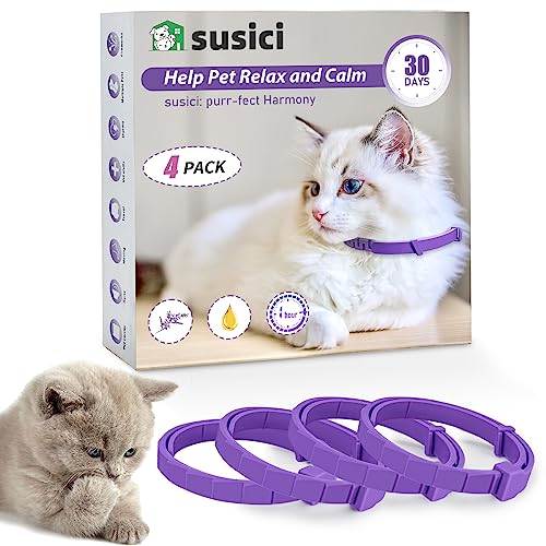 susici Beruhigendes Halsband für Katzen, Pheromon-Halsbänder, verstellbar, beruhigendes Halsband für Katzen, beruhigendes Halsband für Angst und Stressabbau, verstellbar, für Katzen, hält 30 Tage von susici