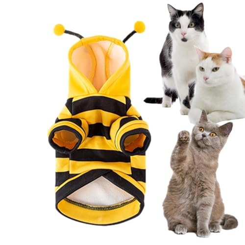 Bienen-Hundekostüm, Halloween-Hunde- und Katzenkostüm, Bienen-Halloween-Kapuzenpullover, niedliches Kostüm, Bekleidung, Mantel, Kleidung, Haustierbedarf, Cosplay-Outfits, Polyester, niedlicher von suwoeo