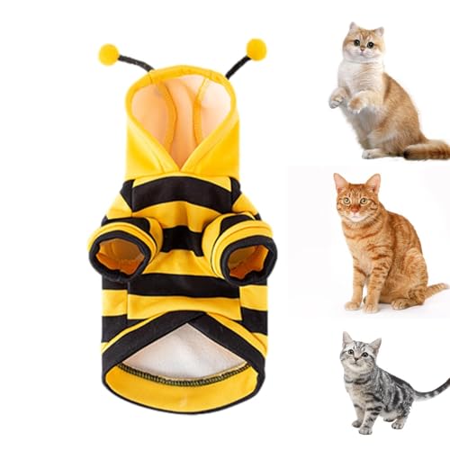 Bienen-Hundekostüm, Halloween-Kostüm, Bienen-Halloween-Kapuzenpullover, niedliches Kostüm, Bekleidung, Mantel, Kleidung, Haustierbedarf, Cosplay-Outfits, Polyester, niedlicher Kapuzenmantel (S) von suwoeo