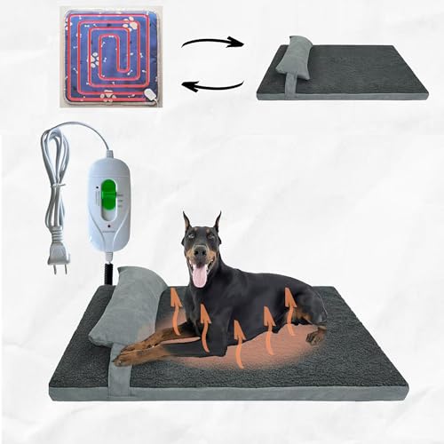 Beheiztes Hundebett – Memory-Foam-Hundebetten, bequemes Hunde-Heizkissen für den Innenbereich, abnehmbarer und waschbarer Bezug, unterstützt Gelenkentlastung und passt sich der Körperform des Hundes von suyousu