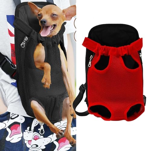 Haustier-Tragerucksack, verstellbare Tragetasche für Haustiere, Katzen, Hunde, Reisetasche, Beine, Hundetrage für Wandern, Camping, Reisen, Sling Bag für kleine, mittelgroße Hunde und Katzen, Rot, von suytipe