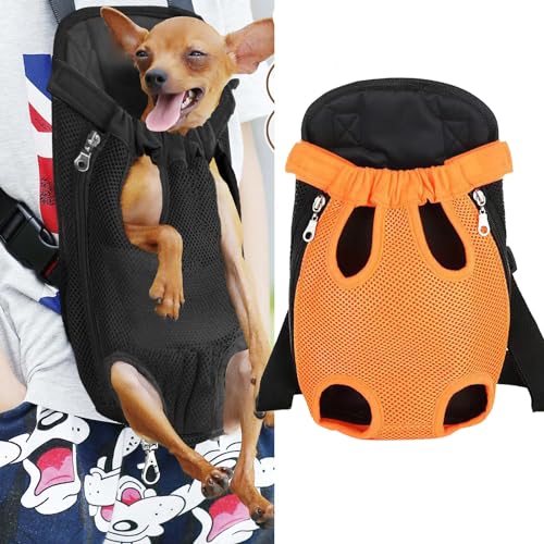 Haustier-Tragerucksack, verstellbare Tragetasche für Haustiere, Katzen, Hunde, Reisetasche, Beine, Hundetrage für Wandern, Camping, Reisen, Sling Bag für kleine, mittelgroße Hunde und Katzen (Orange, von suytipe