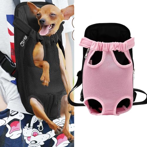 Haustier-Tragerucksack, verstellbare Tragetasche für Haustiere, Katzen, Hunde, Reisetasche, Beine, Hundetrage für Wandern, Camping, Reisen, Sling Bag für kleine, mittelgroße Hunde und Katzen (Rosa, von suytipe