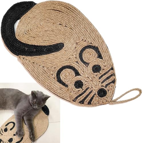 Syiyunran Natural Sisal Cat Scratching Mat - Mouse Shape 1pc, Größe 43x23cm, Kratzfestes Katzenspielzeug, Verschleißfest und Nicht Kratzend, Geeignet Katzen, ihre Krallen Schärfen Schlafen Nickerchen von syiyunran