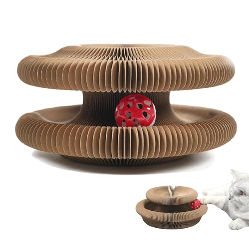 Katzenkratzbrett - Runde Katze Wellpappe Rund | Karton Runde Katze Kratzschale Nest | Interaktives Katze Pappspielzeug, Faltbare Katze Spielzeug Mit Glocke Ball Für Katzen Spielen Übung von szaluyk