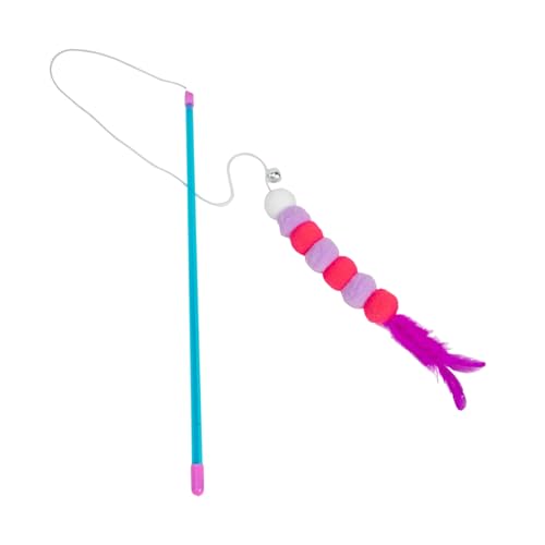 szutfidy Feder-Katzenspielzeug, interaktives Katzenspielzeug, einziehbares Seil, lustiger Katzenstab mit Glöckchen, elastische Kordel Violett von szutfidy