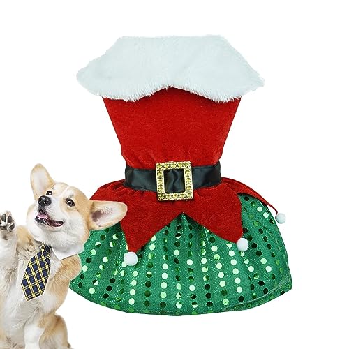 tacery Hunde-Weihnachtsoutfit - Tragbare Dehnbare Weihnachtsmann-Haustierkleider - Haustier Hund Weihnachtsbekleidung Baumwolle Hund Winterkleid Hund Weihnachtszubehör für Hunde Cosplay Party von tacery