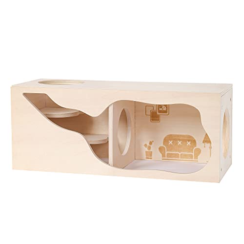 Tafit Hamster-Versteck aus Holz, kleine Tiere, Haustiere, Tunnel, Erkundungsspielzeug, geheimes Peep-Schuppen für Zwerghamster, syrische Hamster, Rennmäuse, Igel, Ratten, Mäuse (Wohnzimmer) von tafit