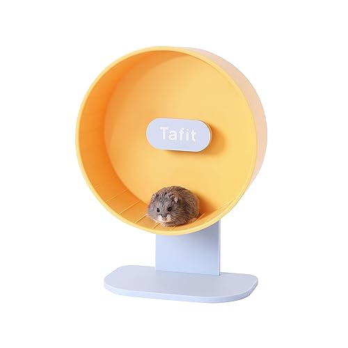 Tafit Silent Hamster Rad 8,7 Zoll Doppellager Kleintiere Leise Laufräder Höhenverstellbar für Zwerghamster, Rennmäuse, Mäuse, Igel, Lemmings, oder andere kleine Haustiere, Gelb von tafit