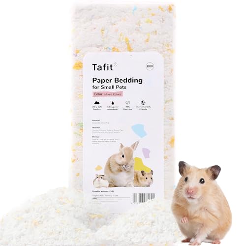 tafit Hamsterstreu, Geruchskontrolle, weiches Naturpapier, Kleintierstreu, staubfrei mit starker Absorption, für Hamster, Igel, Meerschweinchen, Chinchilla, Ratten, Mäuse, 36 Liter (gemischte Farben) von tafit