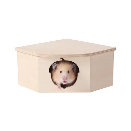 tafit Natürliches Hamsterhaus aus Holz, Versteck für Kleintiere, Lebensraum, Erkundungsspielzeug für Zwerghamster, Syrische Hamster, Rennmäuse, Mäuse, Ratten, Igel, Lemminge (kastanienförmiges Loch) von tafit