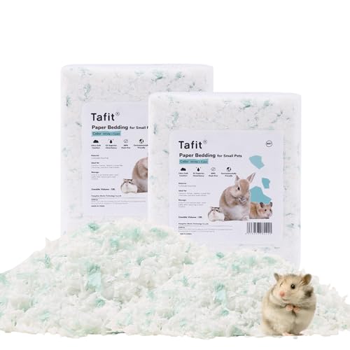 tafit Staubfreie, superweiche Hamster-Bettwäsche aus Naturpapier mit Geruchskontrolle, starke Absorption, für Hamster, Meerschweinchen, Kaninchen, Chinchilla, Ratten, Mäuse, Kleintiere (weiß + cyan), von tafit