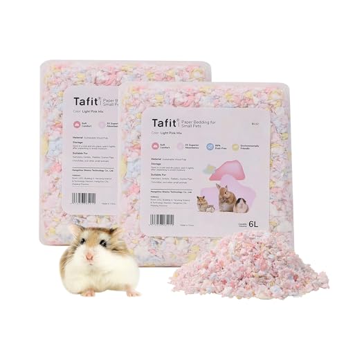 tafit Staubfreie Kleintier-Bettwäsche, natürliches weiches Papier zur Geruchskontrolle, geeignet für Meerschweinchen, Kaninchen, Ratten, Rennmäuse, Chinchilla und Hamster, 12 Liter (Hellrosa Mischung) von tafit