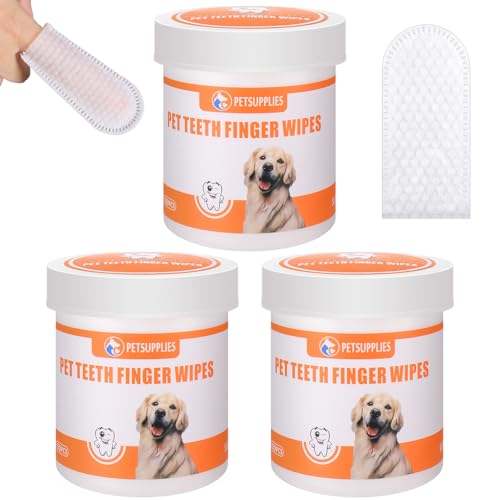 taonganui 3 Dosen 150 Stück Ohrreiniger Ohrpflege Fingerpads für Hunde & Katzen, Ear Wipes Ohrenreiniger Hund Zahnpflege Fingerpads, Ohr-Fingertücher für Hunde und Katzen Pflege & Hygiene von taonganui