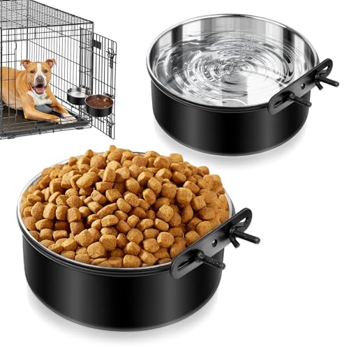 Wassernapf für Hundekäfige, kein Verschütten, schwarze Hundeschüssel, hängend, Edelstahl, für Hundehütte, Käfig, montierbare Metallkäfigschalen für Hunde, Katzen, Welpen, Kaninchen, Vögel (1,4 l + 935 von tchrules