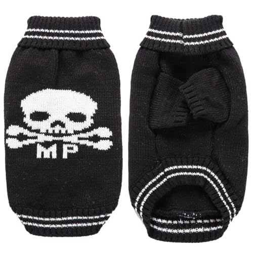 tddouck Hemden Halloween Hundekleidung, atmungsaktiven elastischen Hundepullover, Schädelmuster Welpenkleidung mit gerippten hohen Ausschnitt und Manschette, Welpenpullover für kleine Hunde, xs von tddouck