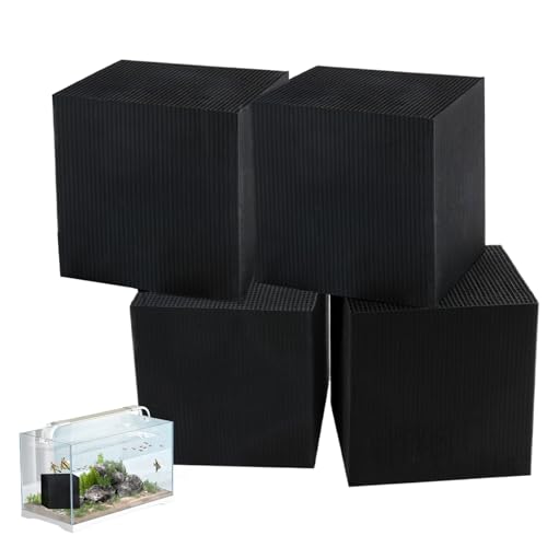 tddouck PetSupplies 4pcs Wassertrogreiniger Würfel 4x4x4in Starke Filtration Aktiviertes Kohlenstoff Aquarium Carbon wiederverwendbares Tierwassertank mit Wabenstruktur für 78,74 Zoll Fischtank von tddouck