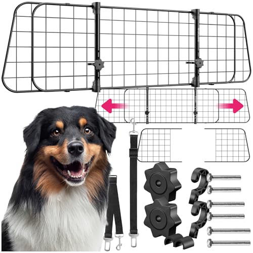 tectake® Hundegitter Auto, universal Hundeschutzgitter mit Variabler Breite, mobiler Kofferraumschutz, Gitter Trenner Absperrung, Zubehör für Auto Reise mit Hund, Hundeabsperrgitter, von tectake