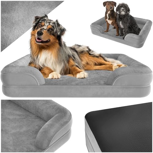 tectake® orthopädisches Hundebett, Kissen für Grosse und mittelgroße Hunde, flauschig, waschbar, Hundekörbchen mit Memory Schaum, Hundebox, Hundeliege, Hundekorb, Hundekissen (XL - 112 x 85 x 18 cm) von tectake