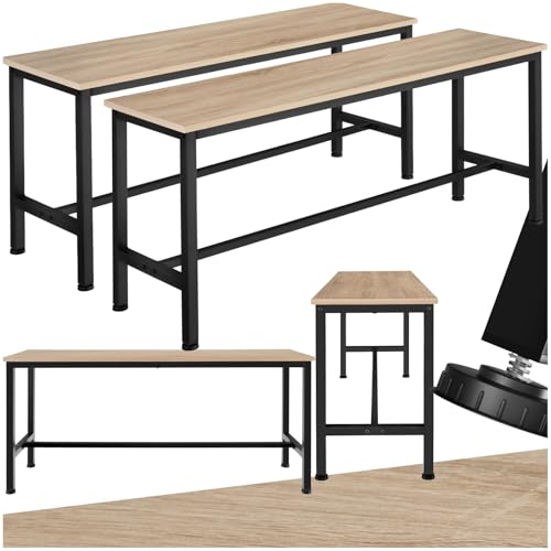 tectake Sitzbänke für Esszimmertisch, 2er Set Holz Küchenbank, 108 x 32,5 x 50,5 cm, Industrie-Design, für Esszimmer, Küche, Wohnzimmer, schwarzes Metallgestell (Industrial Holz hell, Eiche Sonoma) von tectake