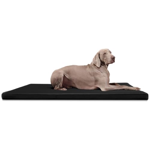 tierlando® Carlos Ortho-Medic Orthopädische Hundematte Kunstleder Visko Hundebett Matratze Größe: L - 100x80cm - CA4 | Farbe: 03 schwarz von tierlando