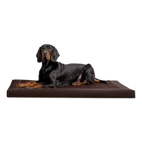 tierlando® Carlos Ortho-Medic Orthopädische Hundematte Kunstleder Visko Hundebett Matratze Größe: XXL - 150x100cm - CA6 | Farbe: 01 braun von tierlando